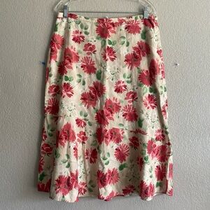 Floral Red and Green Skirt